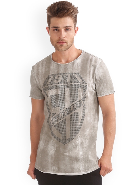 

Ed Hardy Men Grey Printed Round Neck T-shirt