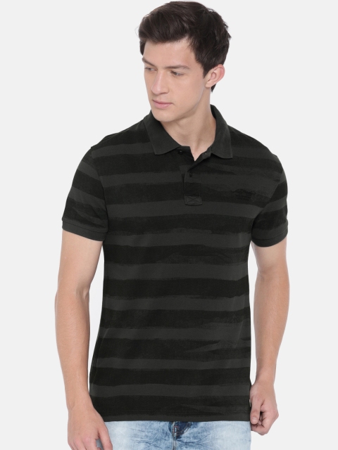 

Ed Hardy Men Black Striped Polo Collar Pure Cotton T-shirt
