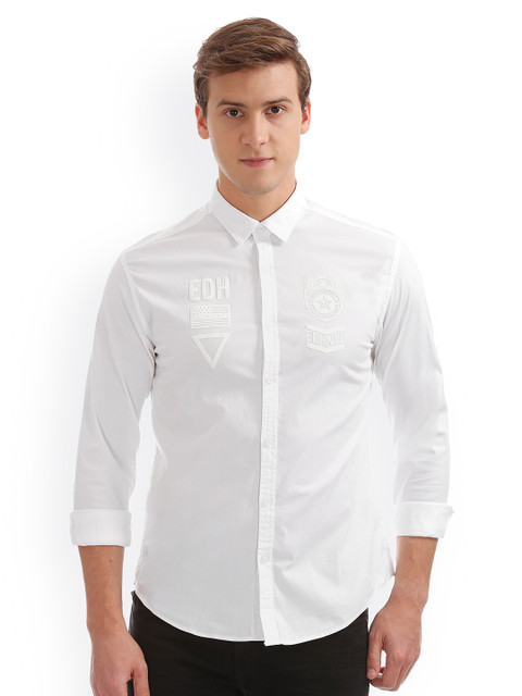 

Ed Hardy Men White Slim Fit Printed Casual Shirt