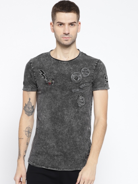 

Ed Hardy Men Charcoal Grey Solid Round Neck T-shirt