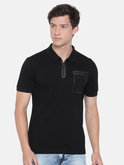 

Ed Hardy Men Black Solid Polo Collar T-shirt