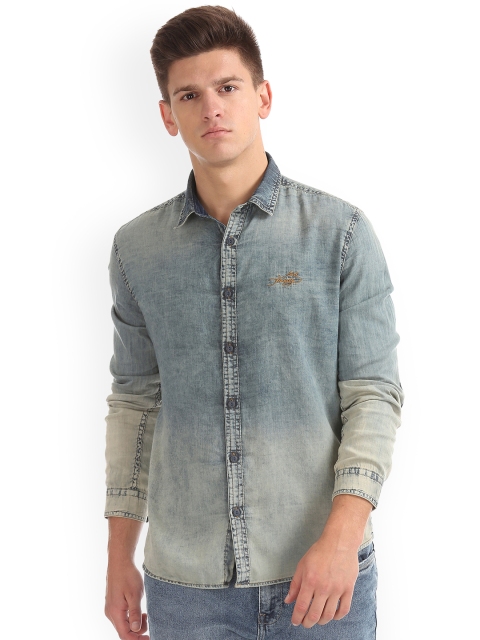 

Ed Hardy Men Blue Slim Fit Faded Casual Shirt