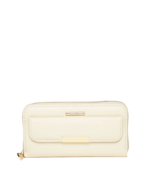 

Diana Korr Women Cream-Coloured Solid Zip Around Wallet