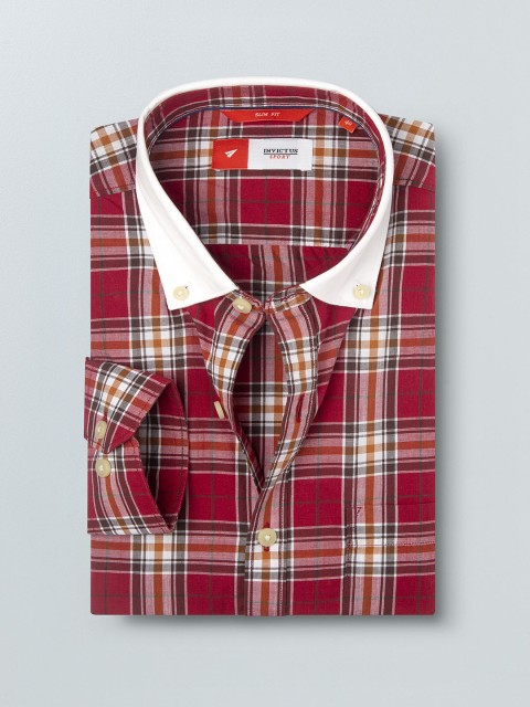

INVICTUS Men Red & White Slim Fit Checked Formal Shirt