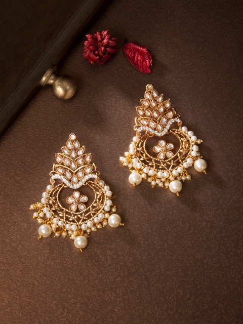 

Rubans Gold-Toned & White Classic Chandbalis