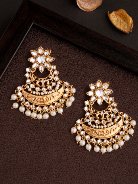 

Rubans Gold-Toned & White Classic Chandbalis