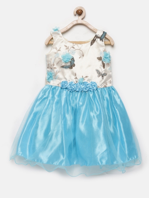 

Winakki Girls Blue Printed & Embellished Fit and Flare Dress