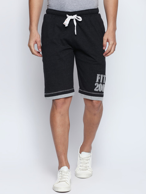 

FiTZ Men Charcoal Solid Regular Fit Sports Shorts