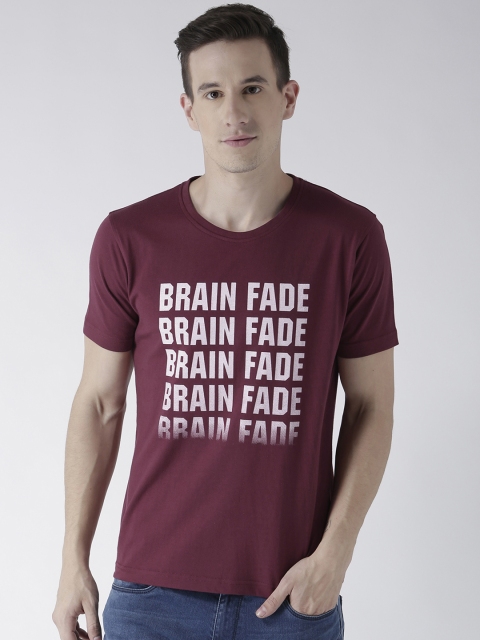 

Club York Men Burgundy Printed Round Neck T-shirt
