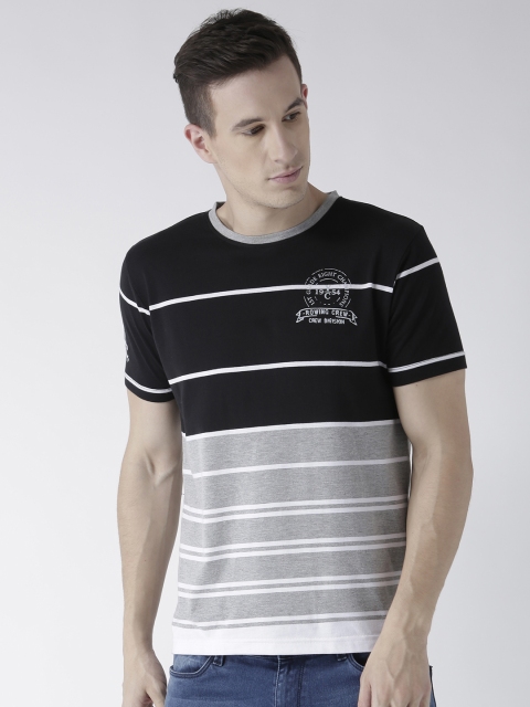 

Club York Men Black Striped Round Neck T-shirt
