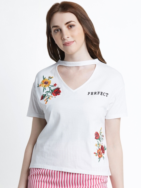 

Honey by Pantaloons Women White Embroirderd Top