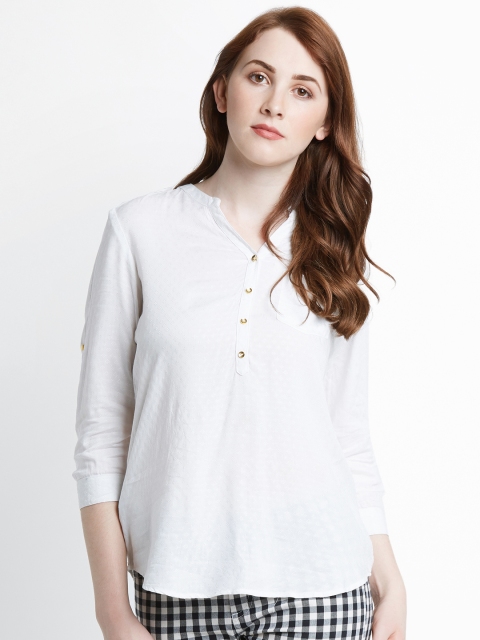 

Annabelle by Pantaloons Women White Self Design Top
