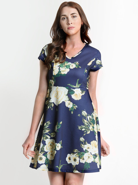 

Honey by Pantaloons Women Blue Printed Fit and Flare Dress
