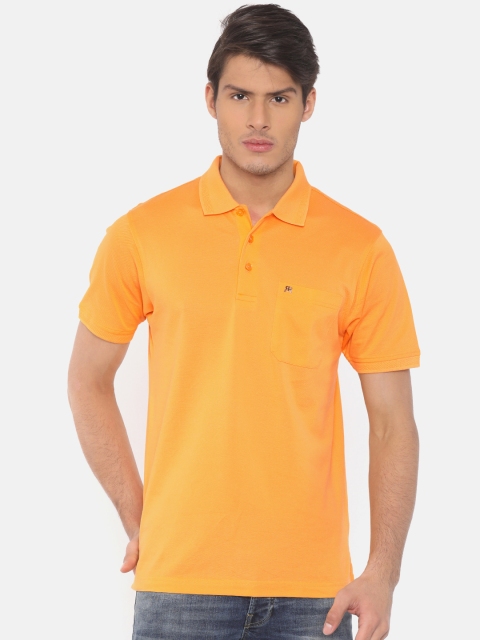 

Raymond Men Orange Solid Polo Collar T-shirt with Chest Pocket