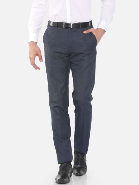 

Raymond Men Blue Contemporary Regular Fit Solid Formal Trousers