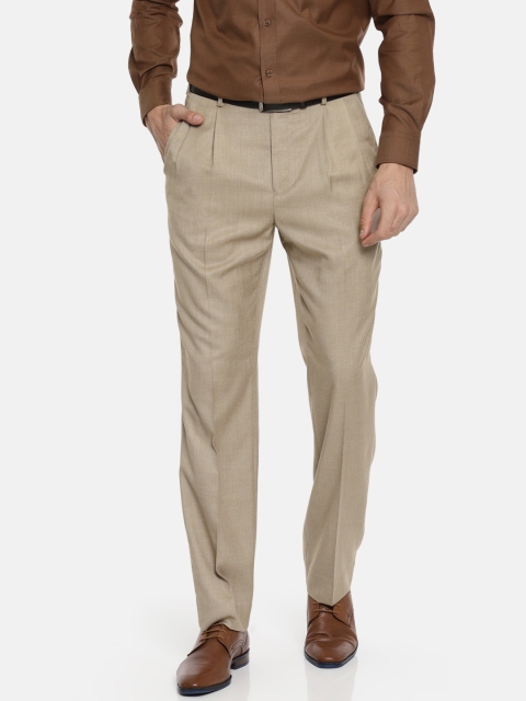 

Park Avenue Men Beige Comfort Fit Solid Formal Trousers