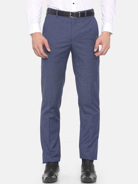 

Raymond Men Blue Regular Fit Solid Formal Trousers