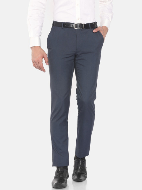 

Raymond Men Navy Slim Fit Solid Formal Trousers, Navy blue