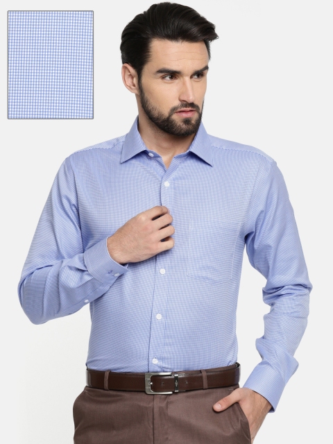 

Park Avenue Men Blue & White Regular Fit Self Design Formal Shirt