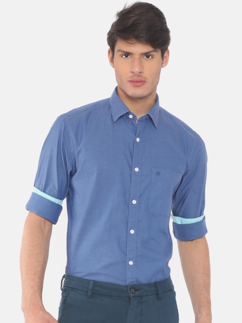 

Raymond Men Blue Slim Fit Solid Smart Casual Shirt