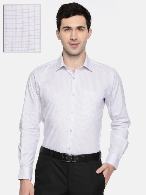 

Raymond Men White & Purple Contemporary Fit Checked Casual Shirt