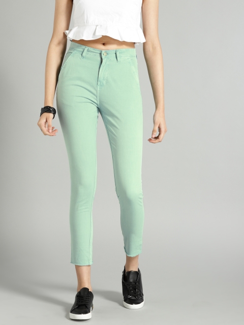 

Roadster Women Sea Green Solid Trousers