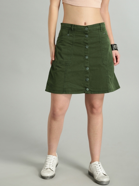 

Roadster Women Olive Green A-Line Mini Skirt