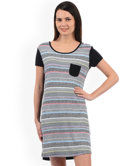

Sweet Dreams Black & White Striped Nightdress 231918