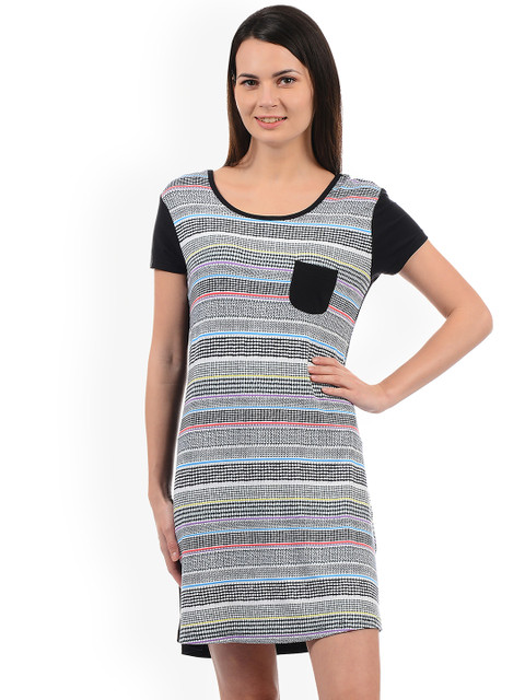 

Sweet Dreams Black & White Striped Nightdress 231918