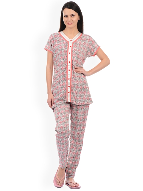 

Sweet Dreams Women Pink & Grey Printed Night Suit