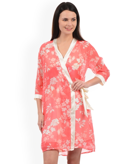 

Sweet Dreams Cream-Coloured & Pink Printed Nightdress
