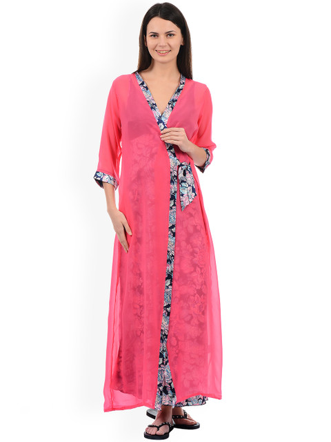 

Sweet Dreams Blue & Pink Floral Printed Nightdress