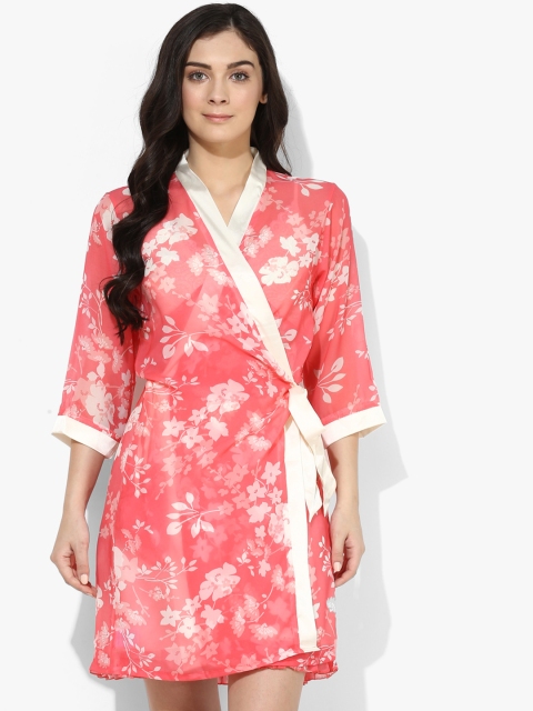 

Sweet Dreams Off-White & Coral Pink Printed Nightdress 277818