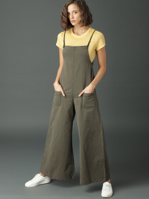 

Roadster Olive Green Solid Dungarees