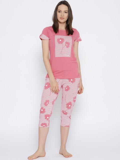 

MADAME M SECRET Women Pink Printed Night Suit S8S30032 031