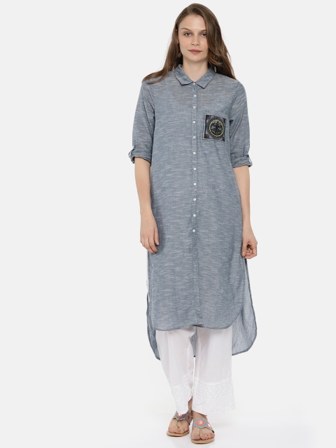 

Melange by Lifestyle Women Blue Solid A-Line Kurta