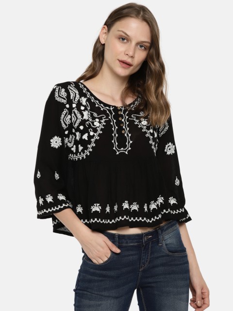 

Colour Me by Melange Women Black A-line Top
