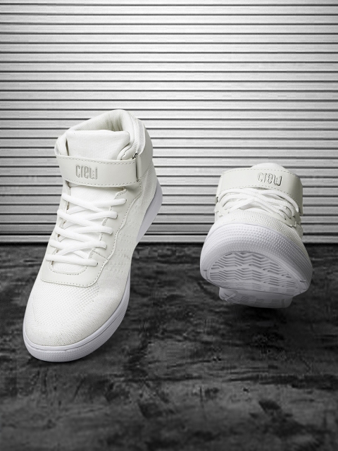 

Crew STREET Men White Woven Design Mid-Top Sneakers