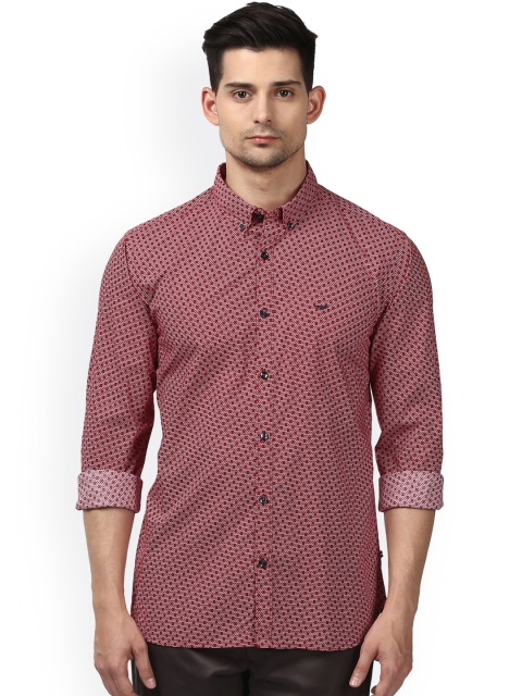

Park Avenue Men Red Slim Fit Printed Casual Shirt