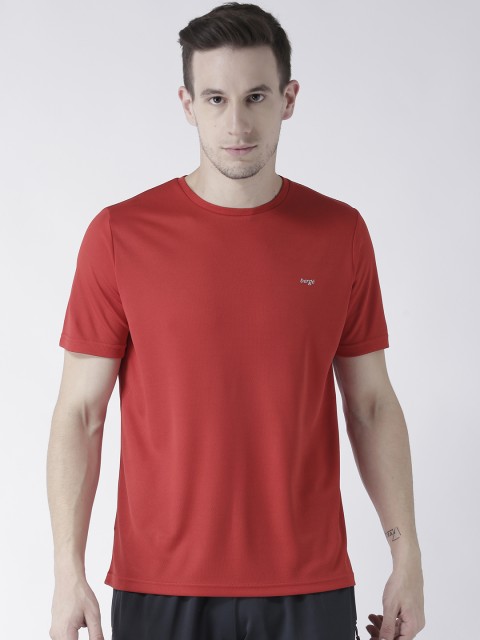

berge Men Red Solid Round Neck T-shirt