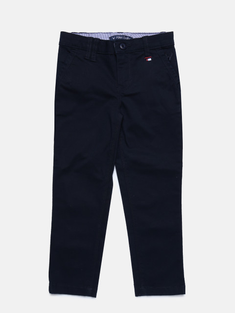 

Allen Solly Junior Boys Navy Blue Slim Fit Solid Regular Trousers