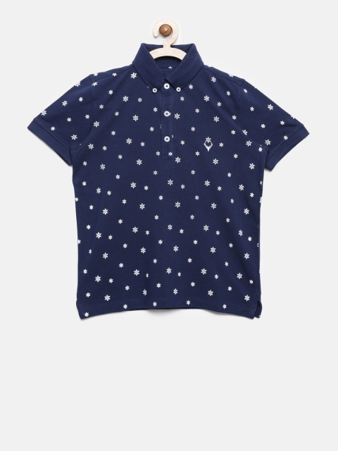 

Allen Solly Junior Boys Navy Blue Printed Polo T-shirt