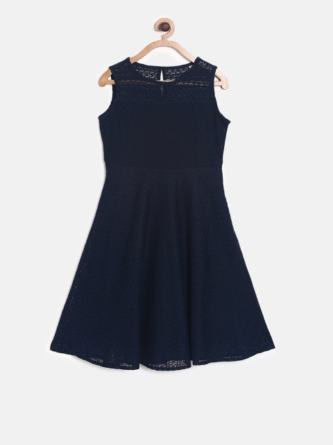 

Allen Solly Junior Girls Navy Blue Self-Design A-Line Dress