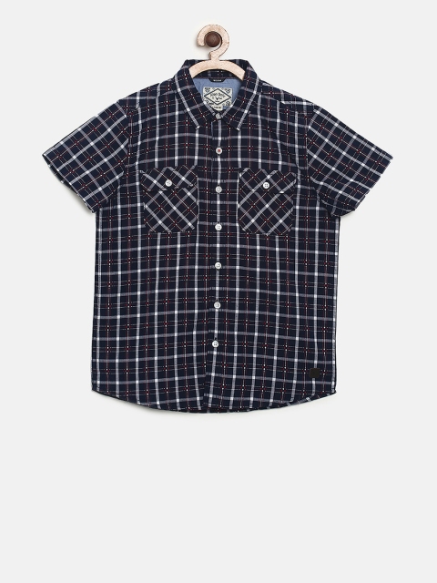 

Allen Solly Junior Boys Navy Regular Fit Checked Casual Shirt, Navy blue