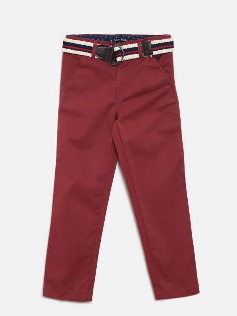 

Allen Solly Junior Boys Red Slim Fit Solid Regular Trousers