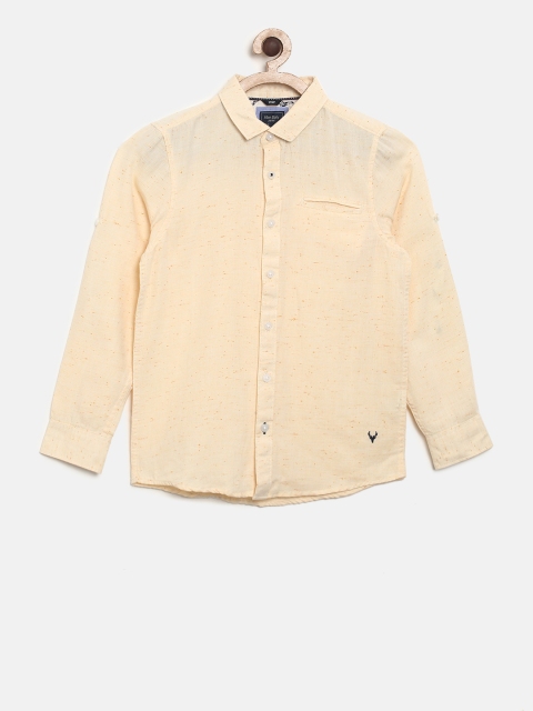 Allen Solly Junior Boys Yellow Regular Fit Solid Casual Shirt