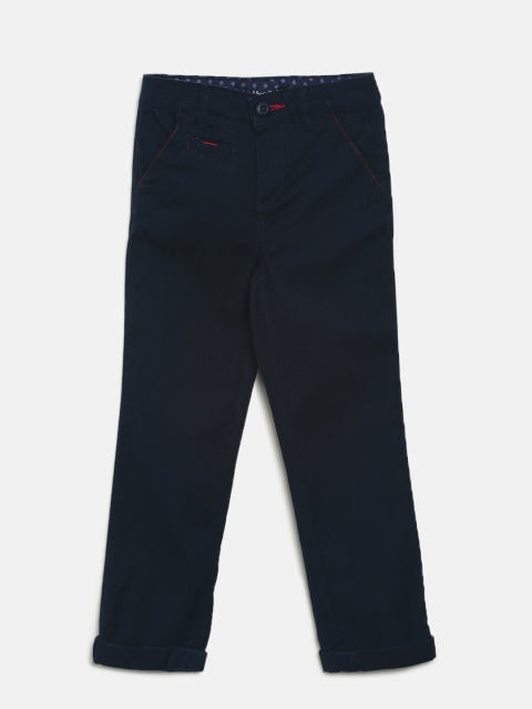 

Allen Solly Junior Boys Navy Blue Slim Fit Solid Regular Trousers