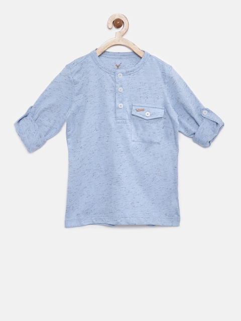 

Allen Solly Junior Boys Blue Speckle Effect Henley Neck T-shirt