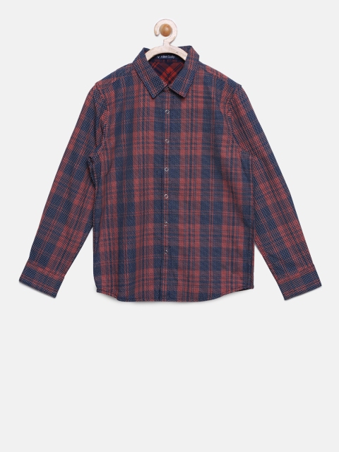

Allen Solly Junior Boys Navy Blue & Rust Orange Regular Fit Checked Casual Shirt