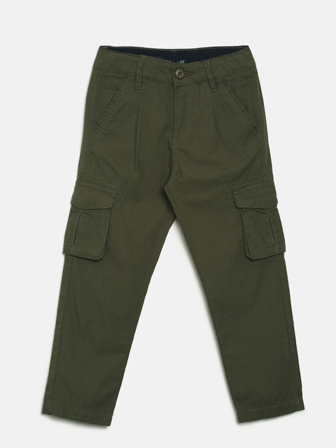 

Allen Solly Junior Boys Green Slim Fit Solid Cargos